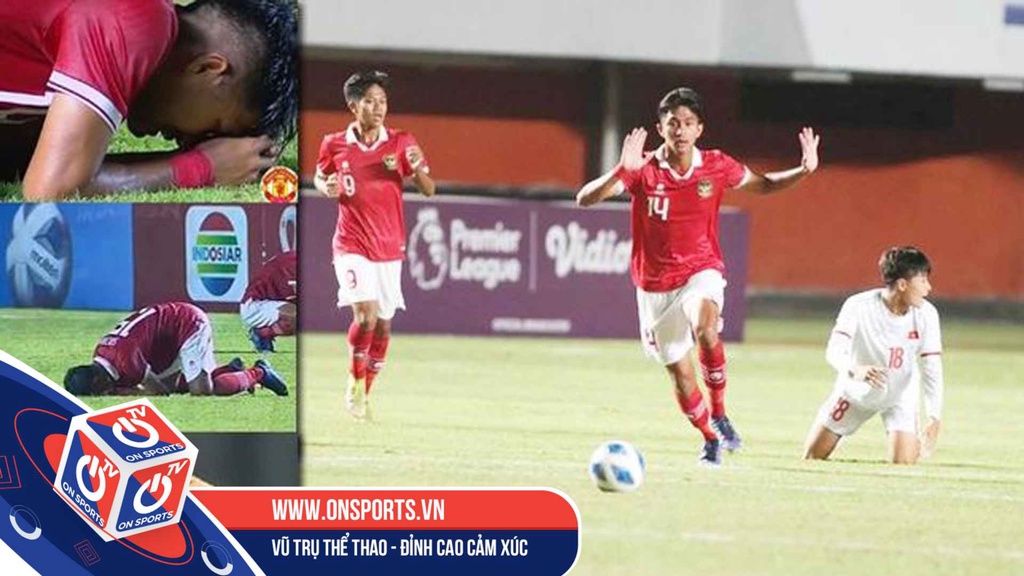 Cầu thủ U16 Indonesia gục xuống sân, òa khóc sau trận thắng Việt Nam