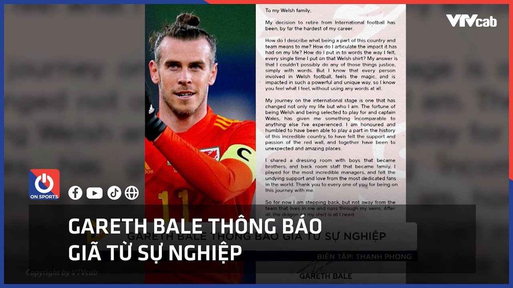 Gareth Bale thông báo giã từ sự nghiệp