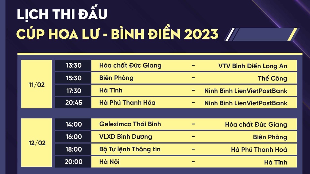 Lịch thi đấu giải bóng chuyền Cúp Hoa Lư - Bình Điền 2023