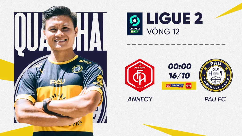 Link trực tiếp FC Annecy vs Pau FC lúc 0h ngày 16/10 giải Ligue 2: Chờ đợi Quang Hải tiếp tục tỏa sáng
