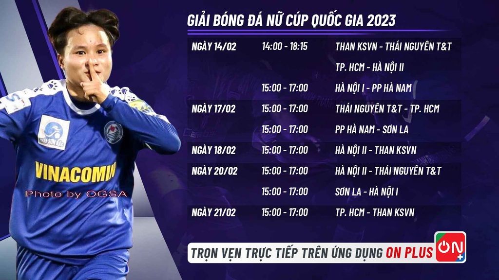 Lịch thi đấu giải bóng đá nữ Cúp quốc gia 2023