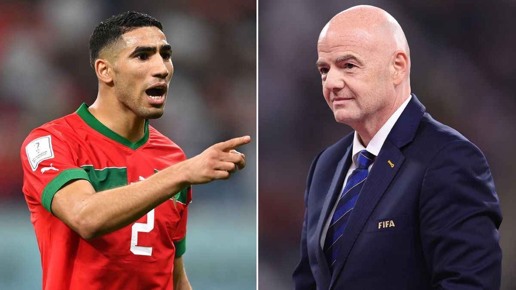 Hakimi nổi nóng với chủ tịch FIFA về vấn đề trọng tài tại World Cup 2022