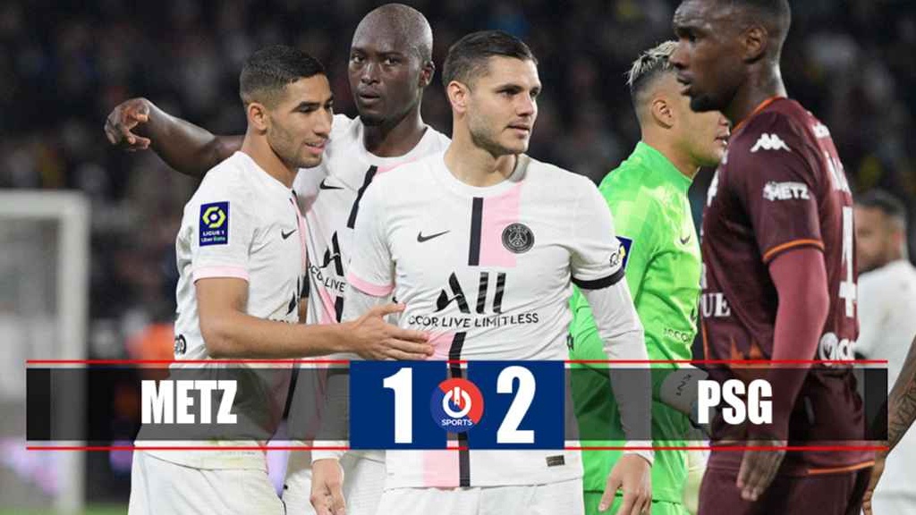 Hakimi lập cú đúp, PSG thắng nghẹt thở Metz