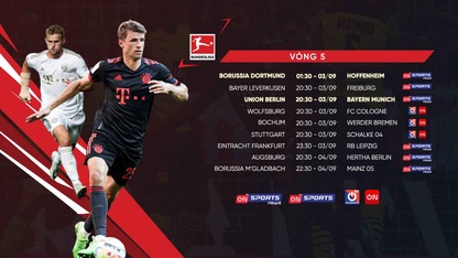 Lịch thi đấu vòng 5 Bundesliga: Bayern đại chiến vì ngôi đầu